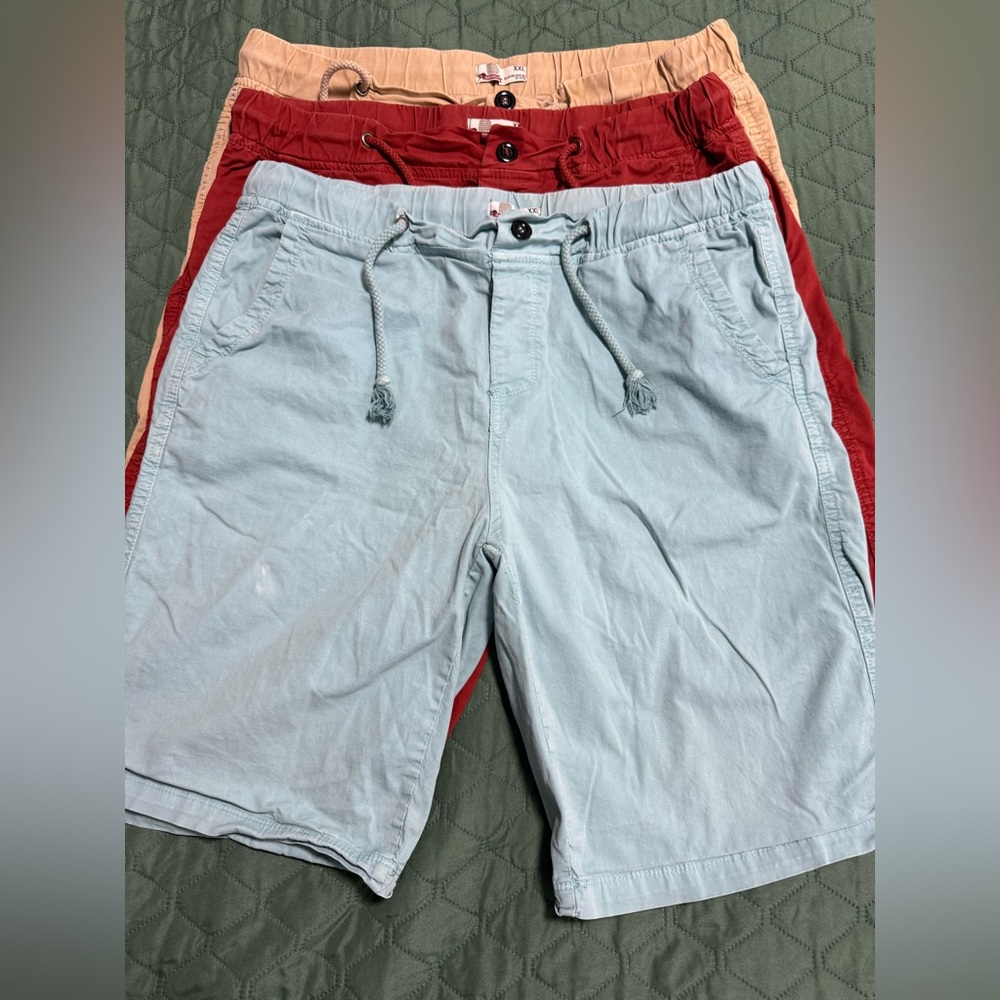 Blue and Red Casual Summer Shorts Lightweight Cotton Blend